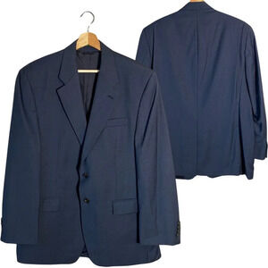 Lauren Ralph Lauren Wool Plaid Sport Coat Men's 42R Dinner Jacket Blazer Navy